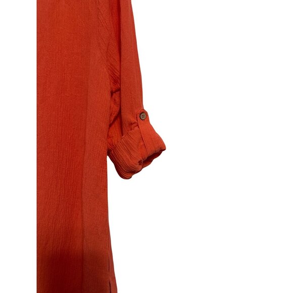 Soft Surroundings Womens Orange Tunic Top W/Button Accents & Floral Lining - Siz - Picture 7 of 8